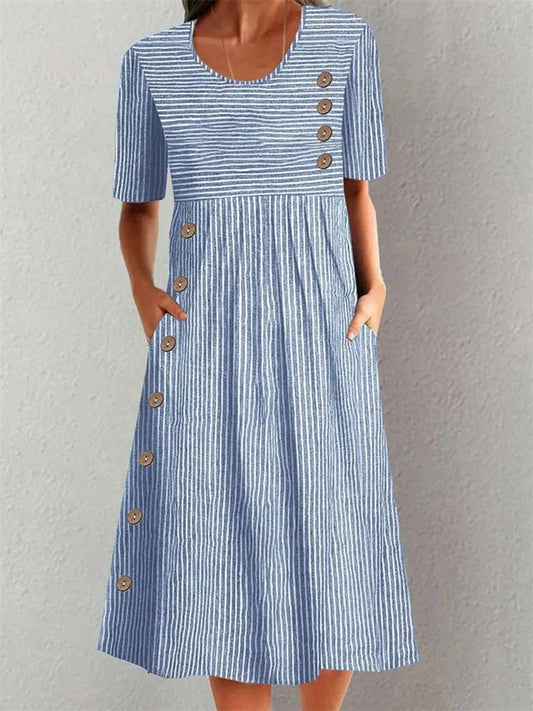 Julia | Gestreepte midi-jurk met elegante pasvorm